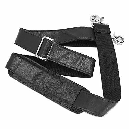 Neuleben Leder Schultergurt mit Polster Universal Ersatz Schulterriemen Taschengurt Gurt Längenverstellbar 97-155cm für Taschen Aktentasche (Schwarz)