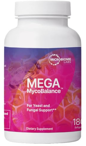 Microbiome Labs MegaMycoBalance - Undecylensäure & Bienenpropolis, 180 Kaps | Unterstützt ein gesundes Hefe-, Candida- und Pilzgleichgewicht in Körper und Darm, für Frauen und Männer, 180 Kapseln.
