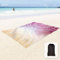 Sunlit Mandala Design Silky Soft Sand Free Beach Blanket Sandproof Mat with Corner Pockets and Mesh Pocket 215 x 183 cm for Beach Party, Travel, Camping and Outdoor Music Festival, Purple Orange