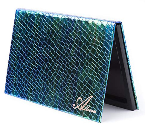 Allwon Magnetic Palette Meerjungfrau Leere Make-up-Palette mit Spiegel und 30 Stück Kleber Leere Palette Metallaufkleber für Lidschatten Lippenstift Rouge Puder (Grün)