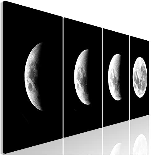 murando - Wandbilder Set XXL Mond 160x60 cm Vlies Leinwandbild 4 Teilig Kunstdruck modern Wandbilder Set XXL Wanddekoration Design Wand Bild Abstrakt Weltraum Mondschnitt Nacht schwarz grau