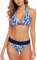 Aidotop Damen Bikini Set Triangel Badeanzug Strand Ties Zweiteiliger Bademode Bikinihose（Blue Geometry,M
