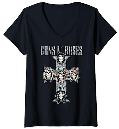 Womens Guns N' Roses Official Vintage Cross V-Neck T-Shirt