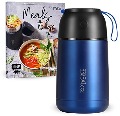 720°DGREE Thermobehälter Essen 730ml “wunderJar” +Rezeptbuch - Auslaufsicher, BPA-Frei - Edelstahl Isolierbehälter, Thermo Lunchbox - Unterwegs Warme, Kalte Speisen, Brei, Suppe, Müsli to Go