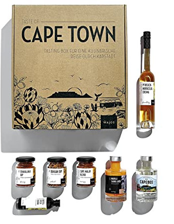 WAJOS Probierpaket Tasting Set Taste of Cape Town“| kulinarische Reise durch Südafrika + Video für zuhause | Gewürze, Essig, Likör & Gin.Geschenkidee