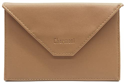 Charmoni - Etui Pochette Porte Papier Voiture - Porte Carte Grise permis de Conduire pièce d'identité Assurance - Cuir Vachette - Femme Homme (Taupe)