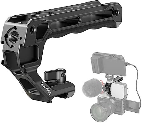 SMALLRIG NATO Top Handle, Griff mit NATO Schnellspanner für Kamerakäfig, universelles Video Rig mit 5 Kaltschuh zur Montage von DSLR Kamera mit Mikrofon, nur 124g (Lite) – 3766