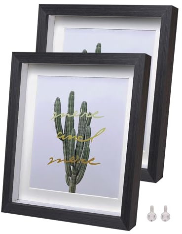 Houstimi 3D Bilderrahmen zum Befüllen Bilderrahmen Holz 13x18cm 2 Pack Schwarz Fotorahmen aus Massivholz und Echtglas für Objekte bis 1.5cm