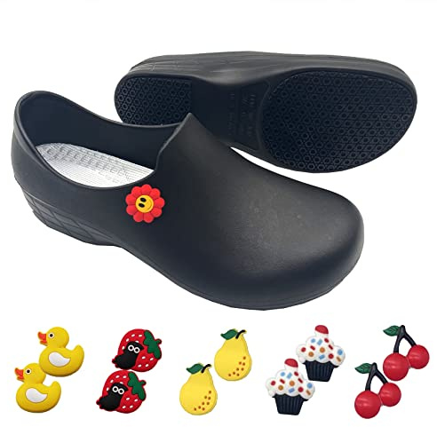 Bella Bays Unisex Garden Clogs, Lightweight Breathable Summer Slippers, Comfortable Slip-on Sandals for Indoor and Outdoor Black Size 6