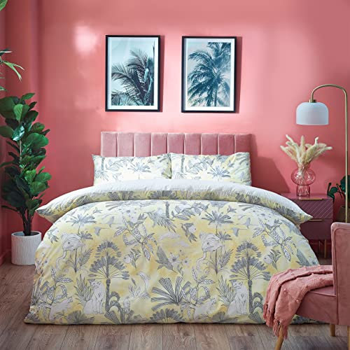 furn. Colony Palm Super King Duvet Cover Set, Cotton, Polyester, Yellow