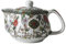 Tetera pequeña de porcelana, tetera de 9 onzas con filtro de acero inoxidable, flores chinas coloridas y pájaros (flores y pájaros)