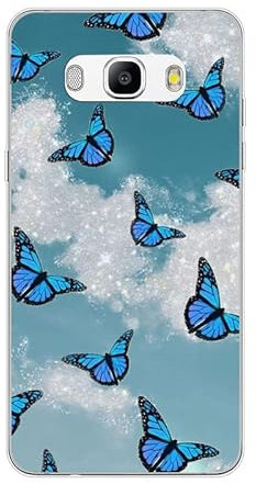 KARTXITAI Cover Compatibile con Samsung Galaxy J5 2016 Custodia Trasparente Slim in Silicone TPU con Assorbimento degli Urti e Anti-Graffio-Farfalla blu