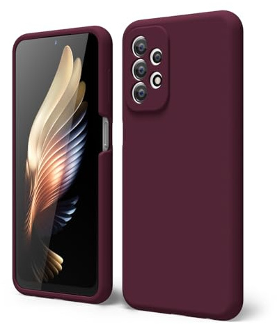 oakxco for Samsung Galaxy A23 5G Phone Case Silicone, Thin Slim Grip Soft Rubber Gel Protective Phone Case for Women, Matte Plain Solid Color Aesthetic Cute Girly Case with Camera Cover, Burgundy Wine