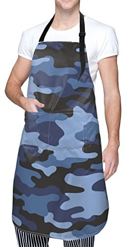 Perinsto Camouflage wasserdichte Schürze mit 2 Taschen, Militär-Camouflage, Kochschürze, Küchenchef-Schürzen, Lätzchen zum Kochen, Backen, Malen, Gartenarbeit, Fellpflege