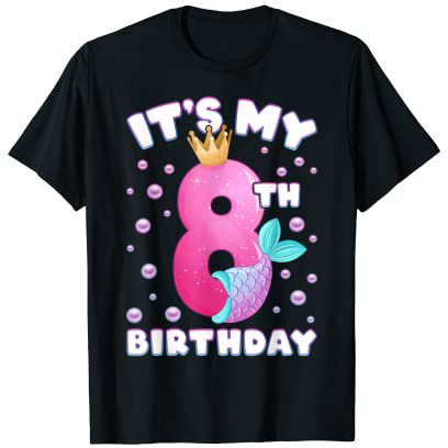 8. Geburtstag, Mädchen, Meerjungfrauenflosse, Nummer 8 T-Shirt