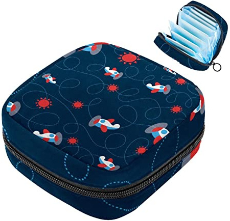 Weltraum-Flugzeug-Muster, Damenbinde, Aufbewahrungstasche, tragbare Perioden-Tasche für Frauen, Teenager, Mädchen, Menstruationstasse, Tasche, Stillunterlagenhalter