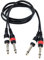 1.5m Twin 6.35mm Mono 2 x Jack to 2 x Jack Shielded Cable Lead, Rubber Reliefs, Helical PVC Cord, Nickel Connectors 5ft