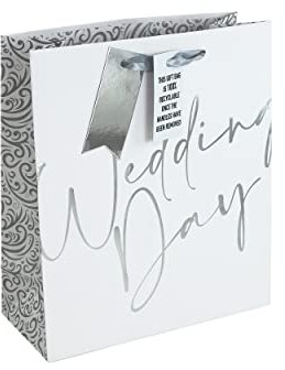 Eurowrap White Kraft Wedding Day Gift Bag With Gift Tag Design By Jeff Banks 100% Recyclable Medium