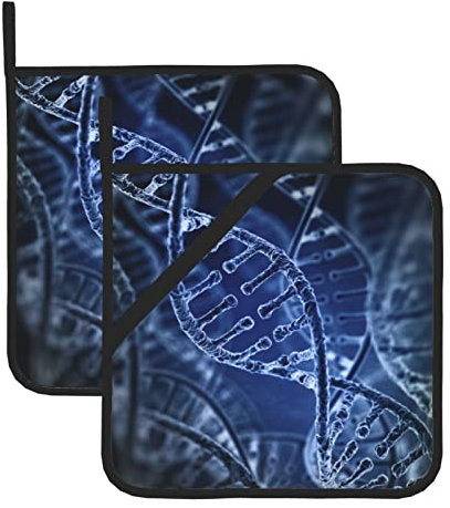 DNA-Ketten-Foto-bedruckte Topflappen, 2 Stück, hitzebeständig, Topflappen, rutschfest, für Kochen, Backen, Grillen
