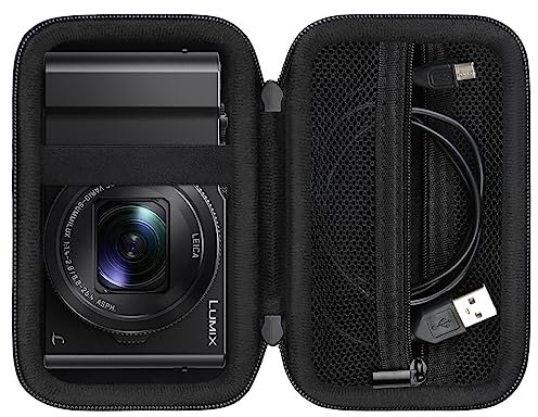 Supmay Camera Case for Panasonic LUMIX DC-TZ99E-K Compact Travel Zoom Camera/LX10 ZS200D ZS200 ZS80D ZS80 ZS100 ZS70 ZS60, Protective Case Bag with Mesh Pocket for Battery Pack, Charging Cable, Black