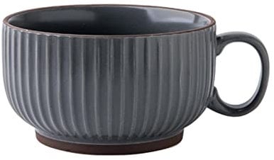 ZALTAS Porcelain Soup Bowls with Handle,375mL Wide Oatmeal Mug,Breakfast Cup and Soup Bowl,Microwave and Dishwasher Safe,Ceramic Mug for Milk,Tea,Fruit,Ice Cream blue-375ml