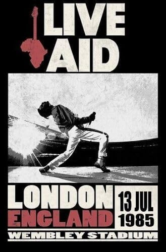 Live Aid 1985 – Vintage-Blechschild, Reproduktion, Vintage-Retro-Poster, Kneipe, Bar, Küche, Garten, Badezimmer, Zuhause, Plakette, dekorative Wandkunst, 2 Größen (A5)