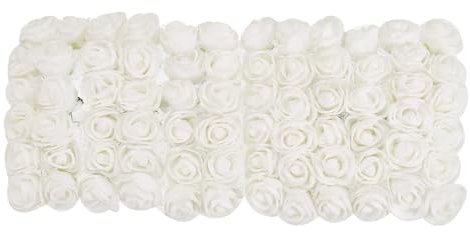 sourcing map 72 Stück Künstliche Rosenköpfe mit Spitzennetz, Mini Kunstblumen, Künstliche Rosen, Klein Blumenköpfe, für Handwerk DIY, Hochzeit, Geburtstag, Party Deko, Creme Weiß, 2~2.5cm