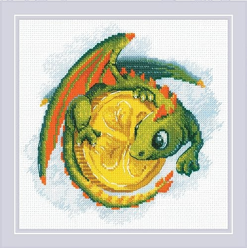 Riolis Kreuzstich Stickpackung Glücksmünze, Zählmuster, 20x20cm
