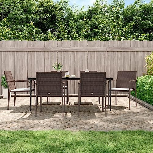 BaraSh Gartenstühle mit Kissen 6 STK. Braun 56x59x84 cm Poly Rattan Rattansessel Sklum