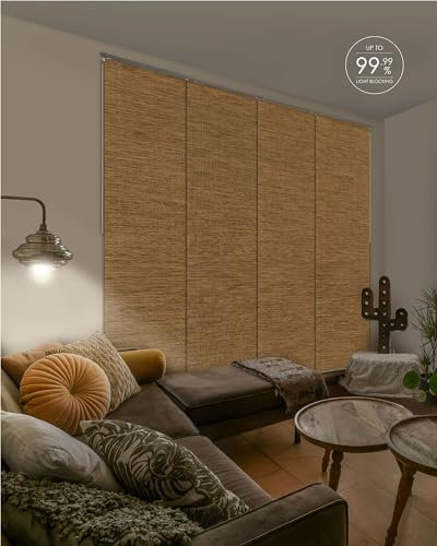 GoDear Design 99.99% Blackout Vertical Blinds 116-218 cm W x Up to 243 cm H, Extendable Rail Track Blinds for Bedroom, Sliding Glass Patio Door, Large Window, Afterglow