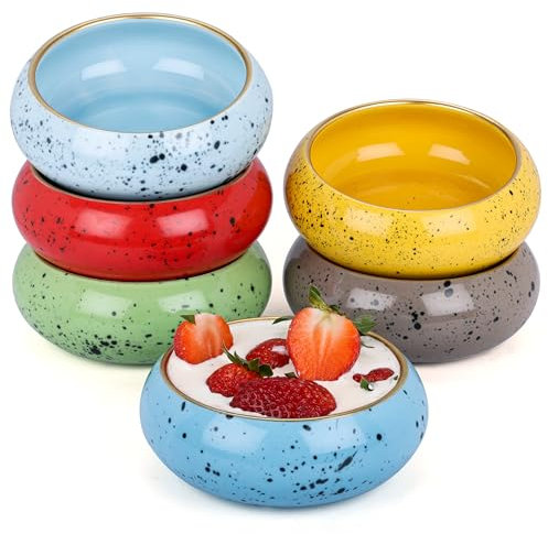 BELLE VOUS Ensemble de 6 Petites Assiettes de Table Creuses en Ceramique - Assiette Creuse à Dessert de 300ml - Micro Ondes et Lave Vaisselle - Set de Service 6 Personnes