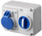 Prise verrouillée horizontale avec sectionneur interrupteur, avec fond, 220 V - 230 V, 3 pôles 2P+T, 32 A, IP54 - Rosi 14.3234B6