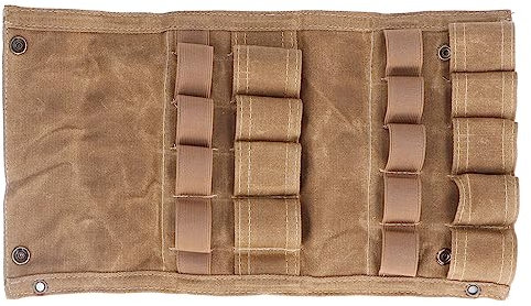 XHTLLO Gewürzflaschentasche, Canvas, Langlebig, Reißfest, Leicht, Gewürzbeutel Zum Kochen, 9 Einzelne Taschen, Faltbares Gewürzset, für Camping, Grillen, Picknick(Khaki)