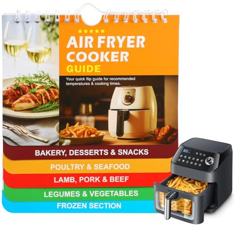 Air Fryer Cheat Sheet Magnetic Air Fryer Cooking Guide, 120 Food Items Quick and Easy Air Fryer Cooking Times Chart, Air Fryer Cheat Sheet Magnets Cooking Guide Booklet Air Fryer Accessories