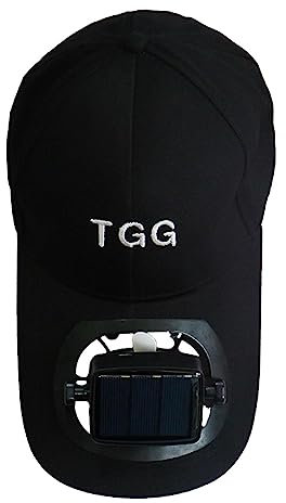 Meindin Sonnenventilatorhut | Sonnenhut, kühlende Hüte, Fanhut, Baseballmützen mit Solarventilator, breite Krempe, Sonnenblendenhut mit verstellbarer Schnalle für Camping, Reisen, Schwarz , 1