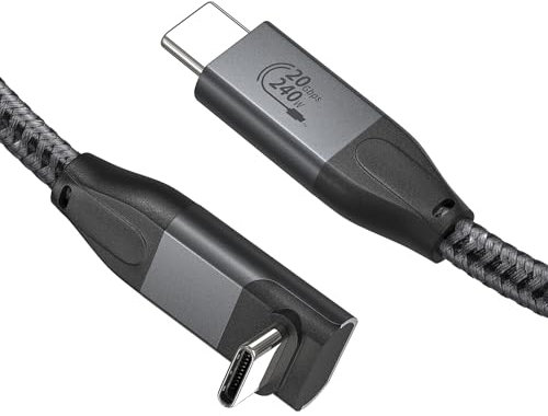 XAOSUN 20Gbps USB C Charger Cable 1.5M,240W USB3.2 Gen2x2 Data Cable 90 Degree Fast Charge,4K@60Hz USBC to C Video Cable for MacBook Pro,Samsung Galaxy S24/S23, Laptop,Steam Deck,Tablet, SSD,Monitor