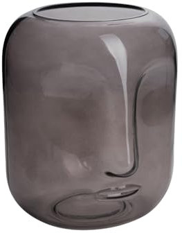 Sandra Rich Glasvase Modern Face 20cm GRAU. Blumenvase aus Glas, Moderne Vase mit Gesicht, Dekoration für Zuhause, 19018-20-12