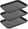 Salter COMBO-9147 Baking Tray Set – 3 Pack, 36 cm Vitreous Enamel Coated Steel Flat Oven Pan, Large Cookie Sheet, Bakeware for Baking/Roasting, PFAS-Free, Dishwasher Safe, Oven Safe to 230°C, Black