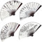 SWoob 4 Pcs Fan Handheld Fan Handheld Folding Silk Cloth Chinese Fan Ink Painting Portable Fan Suitable for Home Decoration Dance Role Play, Wedding Parties Gifts