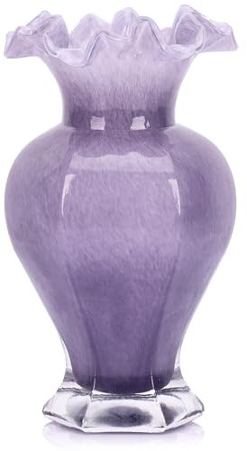 OliRuiM Violette Vase aus geblasenem Glas – einzigartige Kunst-Dekor-Vase mit breiter Öffnung für Heimdekoration, Esstisch, Wohnzimmer, Eingangsbereich, Küche