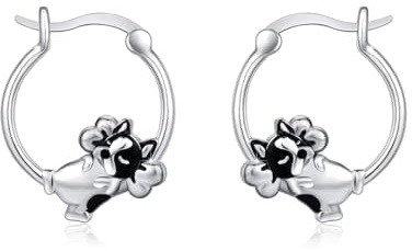 Pfoten Ohrringe 925 Sterling Silber Creolen Kinder Katze Pfote Ohrringe Hypoallergene Tier Paw Ohrringe Hundepfoten Creolen Pfoten Schmuck Geschenk für Damen Frauen Mädchen