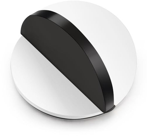 Hotop Self-Adhesive Floor Door Stoppers Oval Stainless Steel Door Stop Mounted Half Moon Wall Protector with Glues for Hard Floor Glass(White,1 Pcs)