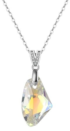 HeyMeili Collar de Plata de Ley 925 con Colgante Cristales de Austriacos Regalos de Cumpleaños para Mujeres y Chicas, Forma Irregular