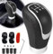 Qooloo Schalthebelknopf 5 Gang, PU Leder Universalschaltkopf, Schaltknauf mit 4-Adaptern für 8mm 10mm 11mm 12mm Port, für Autos mit Schaltgetriebe Manual Automotive Gear Stick Schaltknauf (schwarz)