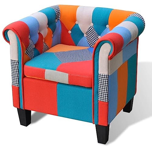 KLYEON Sessel mit Patchwork-Design Stoff,Moderner und bequemer Sessel mit PatchworkDesign für Wohnzimmer und Flur Sitzgelegenheiten