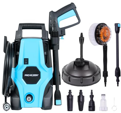Pro-Kleen Pressure Jet Washer Power Wash Electric 1400W High Performance Cleaner With Accessories For Patio and Car, Portable For Cleaning Drives, Vehicles, Garden Furniture