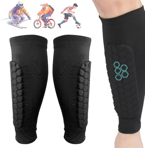 RENQIDD Protectores de esquí Frost Armours: espinilleras con Almohadillas de Panal, Mallas anticolisión elásticas Transpirables para Esquiar (Black,M)