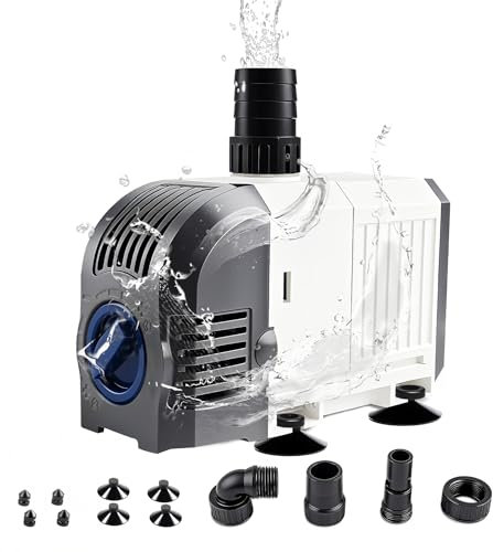 Everfarel Bomba de agua 35W 2000L/H Bomba de acuario silenciosa Bomba de estanque ajustable con cable de 2m para acuarios, jardines de rocas, fuentes, sistemas hidropónicos