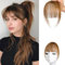 Pony-Haarverlängerung zum Anklippen, 100% Echthaar, für Damen, Haarteile mit gebogenem Pony für den täglichen Gebrauch, Hellbraun, Wispy Bangs
