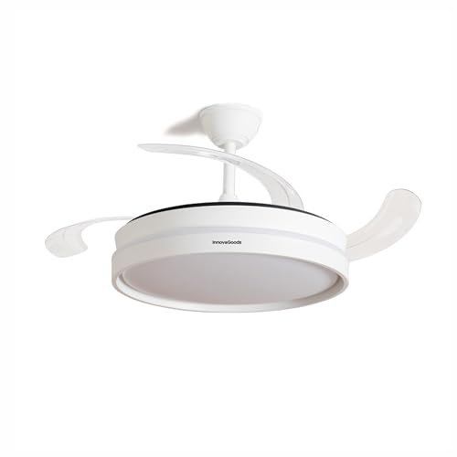 InnovaGoods Ventilatore da Soffitto con Luce LED e 4 Pale Retrattili Keteez Bianco 72 W Ø49-104 cm